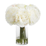11” Peony Bouquet Artificial Arrangement in Glass Vase