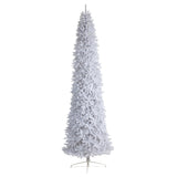 12’ Slim White Artificial Christmas Tree with 1100 Warm White LED Lights and 3235 Bendable Branches