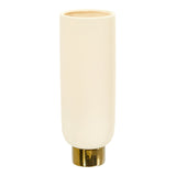 12.75” Elegance Ceramic Cylinder Vase with Gold Accents