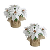 13" Artificial Poinsettia Arrangement in Burlap Planter - Set of 2