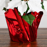 13" Artificial Poinsettia Arrangement in Red Wrapped Planter - Set of 2