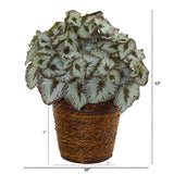 13” Begonia Artificial Plant in Basket