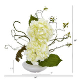 13” Hydrangea Artificial Arrangement in White Vase