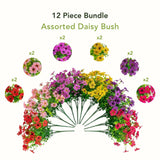 13" UV Daisy Flower Bush Plant (Indoor/Outdoor)- Set of 12