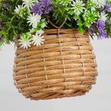 13” UV Resistant Artificial Dandelion and Rosemary in Woven Hanging Basket (Indoor/Outdoor) -Set of 2