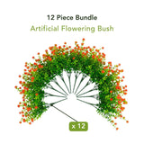 13" UV Resistant Artificial Flowering Mini Rose Bush (Indoor/Outdoor) - Set of 12