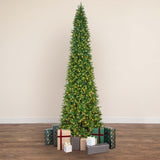 14’ Artificial Slim Green Mountain Pine Christmas Tree with 1600 Warm White LED Lights