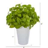 14” Basil Artificial Plant in White Planter