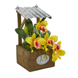 14” Cattleya Orchid Arrangement in Tin Roof Planter