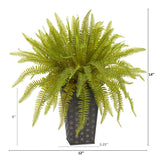 14” Fern Artificial Plant in Embossed Tin Planter