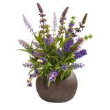 14” Lavender Artificial Arrangement in Stone Vase