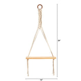 14” x 24” Handmade Macrame Wall Hanging with Wooden Shelf