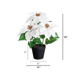 15" Artificial Poinsettia Plant - Set of 2