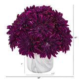 15” Dahlia Artificial Arrangement in Marble Finished Vase