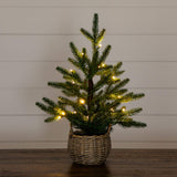 1.5' Pre-Lit Artificial Mini Christmas Tree in Basket with 20 Warm White LED Lights