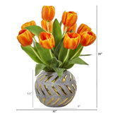 15” Tulip Artificial Arrangement in Decorative Vase