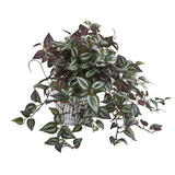 15” Wandering Jew Artificial Plant in Vintage Metal Hanging Planter