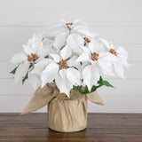 16" Artificial Poinsettia Arrangement in Burlap Planter