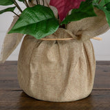 16" Artificial Poinsettia Arrangement in Burlap Planter