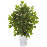 16” Mini Ficus Artificial Tree in White Planter