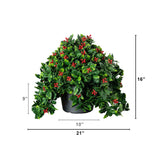 16” UV Resistant Artificial Holly Berry Christmas Plant (Indoor/Outdoor)