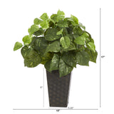 17” Pothos Artificial Plant in Embossed Black Planter