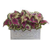 17” Wax Begonia Artificial Plant in Stone Planter