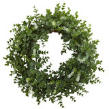 18” Eucalyptus Double Ring Wreath w/Twig Base