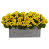18” Geranium Artificial Plant in Stone Planter UV Resistant (Indoor/Outdoor)
