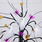 18" Pre-Lit Artificial Halloween Ghost Dolls, Spiders, Bats & Pumpkins 24 LED Lighted Ornament Tree