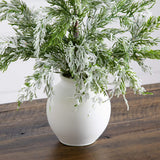 18" Pre-Lit Artificial Mini Snowed Cypress Christmas Tree with 12 LED Lights in  White Ceramic Planter