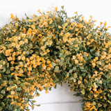 18" Pre-Lit Autumn Boxwood Artificial Fall Wreath with 25 Warm White LED Lights