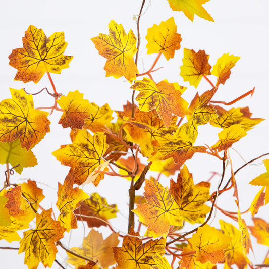 18" Pre-Lit Autumn Maple Artificial Fall Tree with 30 LED String Lights in Burlap Wrapped Base