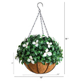 18" UV Resistant Artificial Gardenia Hanging Basket (Indoor/Outdoor)