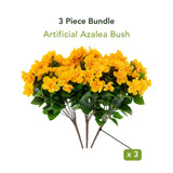 19" UV Resistant Artificial Azalea Bush (Indoor/Outdoor) - Set of 3