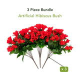 19" UV Resistant Artificial Hibiscus Bush (Indoor/Outdoor) - Set of 3