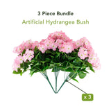 19" UV Resistant Artificial Hydrangea Bush (Indoor/Outdoor) - Set of 3