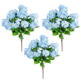 19" UV Resistant Artificial Hydrangea Bush (Indoor/Outdoor) - Set of 3