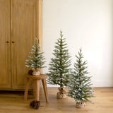 2', 3', 4' Artificial Snowed Balsam Fir Christmas Tree in Burlap Wrapped Base - Set of 3