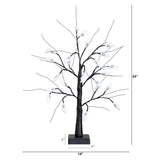 2' Pre-Lit Artificial Halloween Ghost Twig Tree with 24 Purple LED Lights