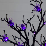 2' Pre-Lit Artificial Halloween Spider Twig Tree with 24 Purple LED Lights
