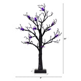 2' Pre-Lit Artificial Halloween Spider Twig Tree with 24 Purple LED Lights