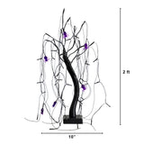 2' Pre-Lit Halloween Artificial Black Spooky Spider Willow Tree with 60 Orange & Purple LED Lights