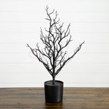 2' Pre-Lit Artificial Halloween Black Spooky Twig Tree with 60 Orange & Purple Copper Wire String LED Lights