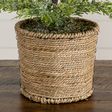 2’ Pre-Lit Artificial Snowed Cypress Christmas Tree with 30 LED Lights in Hyacinth Basket
