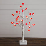 2' Pre-Lit Artificial Valentine's Day Twig Tree with 24 Red Heart-Shaped LED Lights