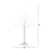2’ Pre-Lit Artificial White Birch Tree with 60 Warm White LED Lights