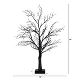 2’ Pre-Lit Halloween Deluxe Black Twig Artificial Tree with 44 Orange & Purple LED Lights