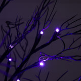 2’ Pre-Lit Halloween Deluxe Black Twig Artificial Tree with 44 Orange & Purple LED Lights