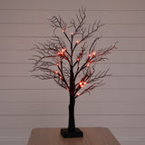2’ Pre-Lit Halloween Deluxe Black Twig Artificial Tree with 44 Orange & Purple LED Lights